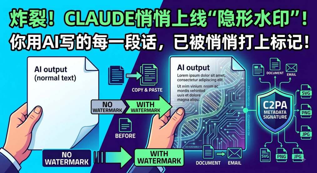 炸裂!Claude悄悄上线“隐形水印”:你用AI写的每一段话,已被悄悄打上标记